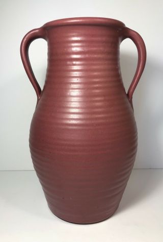 Vintage Zanesville Stoneware Arts & Crafts Vase 521 In Matte Rose Near