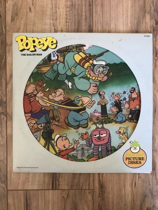 Rare Popeye The Sailor Man Picture Disc Record Peter Pan 1982.  Read All Details