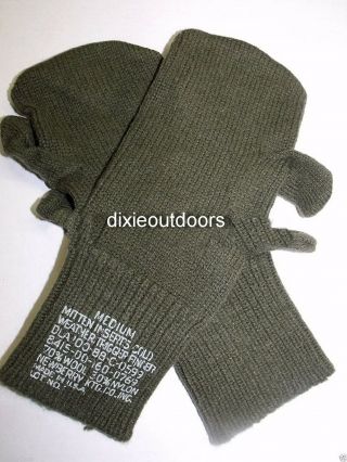 Us Army Wool Trigger Finger Mittens Gloves Sz Med/large 3 Pairs