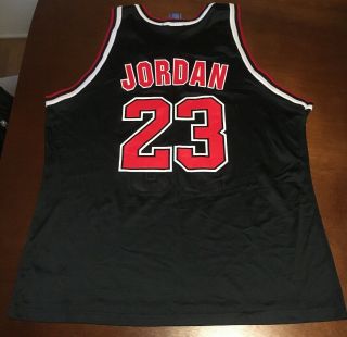 Vintage Size 52 Michael Jordan Black Chicago Bulls Champion Jersey 23
