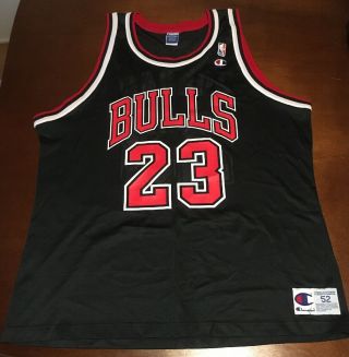 Vintage Size 52 Michael Jordan Black Chicago Bulls Champion Jersey 23 3