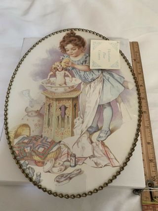 Glass Chimney Flu Flue Cover Lithograph Victorian Girl Mo64854