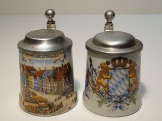 Vintage M S Germany Miniature Steins Porcelain Steins