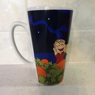 Peanuts Tall Coffee Mug Cup Pumpkin Patch Pre - Owned Linus Sally Snoopy Halloween