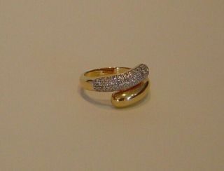 LOVELY VINTAGE 14K GOLD AND DIAMOND BYPASS RING – SUBSTANTIAL AT 4.  5,  GRAMS 2