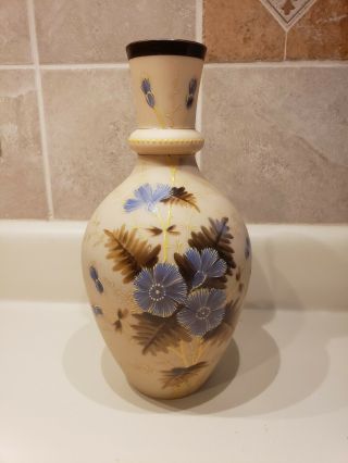 Poschinger Krystallie Bohemian Victorian Bristol Hand Painted Floral Vase