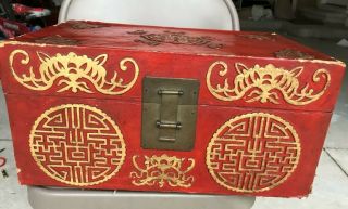 An Antique Chinese Wedding Red Lacquer Box