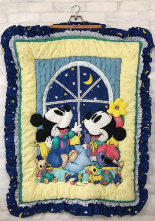 Vintage Disney Baby & Co Mickey Mouse Minnie Crib Quilt Comforter Blanket