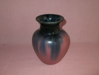 Fulper Pottery Arts & Crafts Mauve Cobalt Blue Flambe Glaze Baluster Vase 7.  5 "