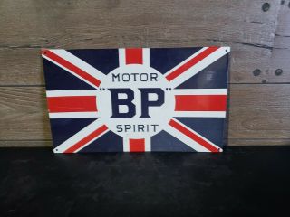 Vintage Bp Motor Spirit Porcelain Sign Car Truck Gas Oil Spark Plugs