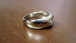 Vintage 14K White Gold Ring W/ Diamonds Unisex Size 7 3.  97 Grams 3