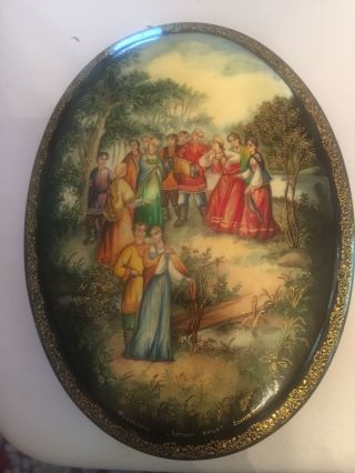Vintage Russian Lacquer Box Signed 2