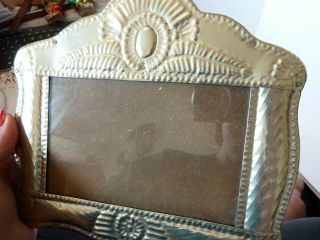 Antique Punched Tin Picture Frame Made In Mexico Southwestern Vintage Decor