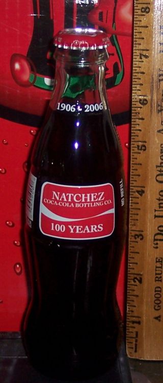 2006 Natchez Coca Cola Bottling Co 100th Anniversary 8oz Glass Coca Cola Bottle