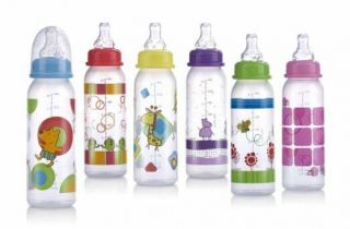 Baby Feeding - Nuby - 8oz Printed Non - Drip Bottle (1 Only) Vary Color 1166