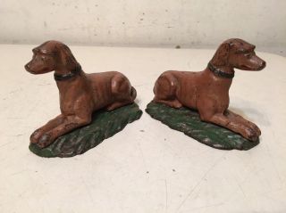 Rare Antique Cast Iron Dog Doorstop Bookend Paperweights