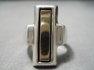 Rare Thicker Vintage 14k Gold Sterling Silver Native American Ring