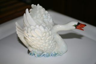 A Nymphenburg Germany Porcelain Swan Figurine - 2