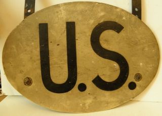 Vintage World War Ii Oval Metal U.  S.  Army Vehicle License Plate