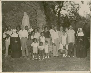 Vintage Photo Large Group Of Men Women & Children African Americans And Nuns