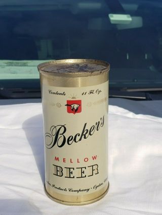 Beckers Mellow Beer Flat Top Beer Can From Beckers Product Co.  Ogden Utah