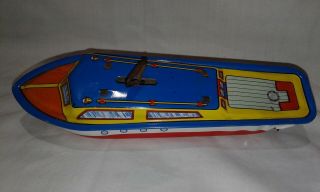 Vintage Ohio Art Company Tin Wind Up Toy Boat Great Colors