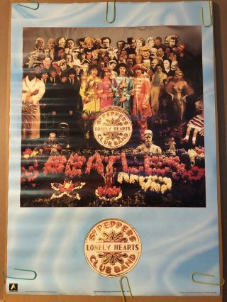 The Beatles Vintage Poster 1967 Music Pin - Up Sgt.  Peppers Lonely Hearts