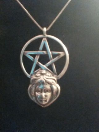 Sterling Silver Wiccan Pagan Pentacle Pentagram Goddess Pendant Magick Amulet