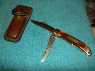 Schrade U.  S.  A.  250t Old Timer 2 Blade Pocket Knife With Leather Sheath