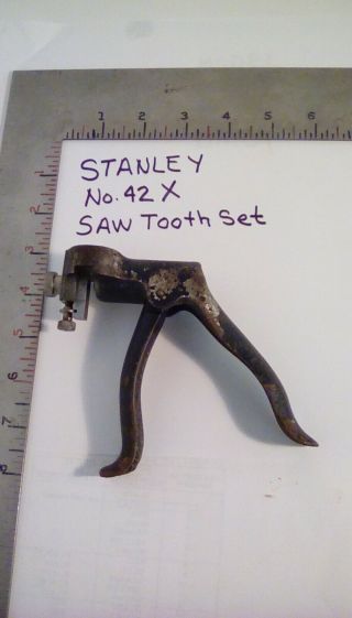Vintage Stanley Usa No 42x Pistol Grip Adjustable Saw Tooth Set Woodworking Tool