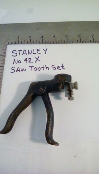 Vintage Stanley USA No 42x Pistol Grip Adjustable Saw tooth Set Woodworking Tool 2