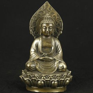 Exquisite Chinese Old Bronze Collectable Handwork Sakyamuni Buddha Statue Rt