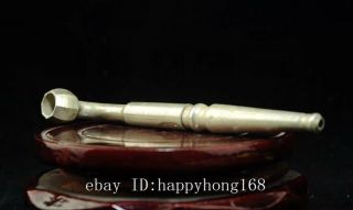 chinese old coper - plating silver hand engraving tobacco pipe a02 2