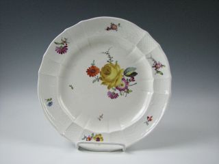 Antique 18th Century German Porcelain Furstenberg Plate With Hand Painted Flower