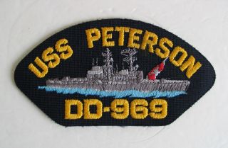 Vintage Nos Embroidered Patch Uss Peterson Dd - 969 Navy Ship Us Naval Sew On Iron