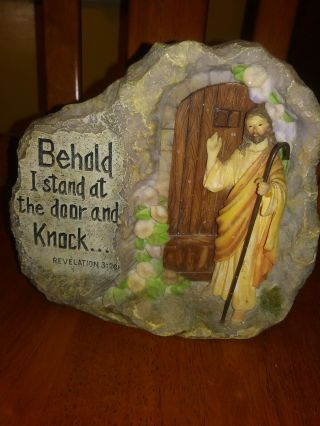Jesus Revelations 3:20 Statue Figurine " Behold I Stand At The Door And Knock "