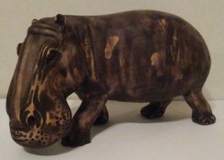 African Handmade Wooden Kenya Hippo Statue