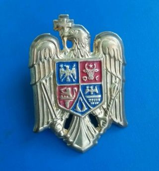 Cruciate Eagle For General Brass Badge Cap Peak Coat Of Arms,  Romanian Army
