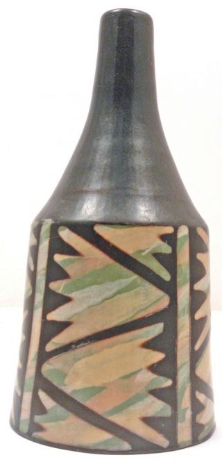 Signed Suyon HAND - CRAFTED CERAMIC BELL BOTTLE Chulucanas,  Peru,  Pottery 1529 2