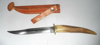 Old Stag Handle Hunting Knife Skinning Vintage Antique Custom Handmade Antler 10