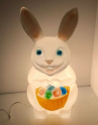 Vintage Empire Easter Bunny Blow Mold Lighted 22 1/2” Tall Holiday Blue Eyed