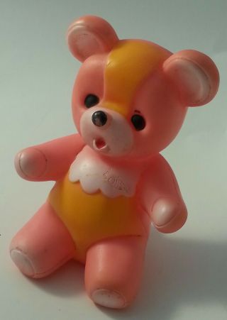 Vintage Rubber Squeaky Pink Baby Girl Bear Squeak Squeaky Rubber Toy Taiwan
