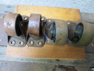 4 Vintage Bassick Industrial Factory Cart Wheels 261 (2) & 2 1/2 Inch (2)
