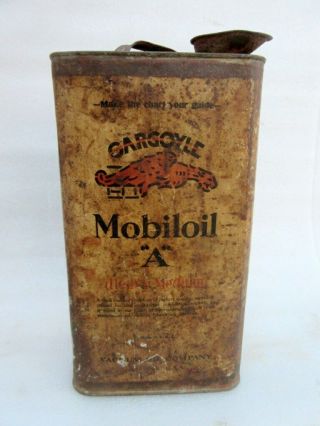Vintage Old Collectible Gargoyle Mobil Oil " A " Litho Print Tin Box York Usa