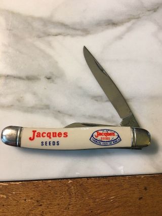 Vintage Imperial Folding Pocket Knife Made In Usa Jacques Seeds Advertising