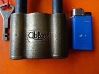 OLD ANTIQUE PADLOCK FROM ABLOY FINLAND WITH KEY.  OLD HIGH SECURITY LOCK KEYS 2