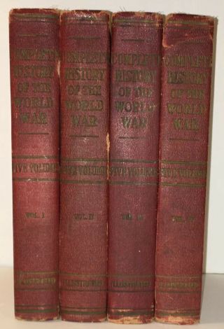 Vintage 1919 Rare Complete History Of The World (great) War 4 Book Set Ww1 Wwi