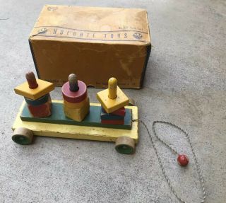 Vintage Holgate Toys No.  626 Form Cart Wooden Pull Toy With Box