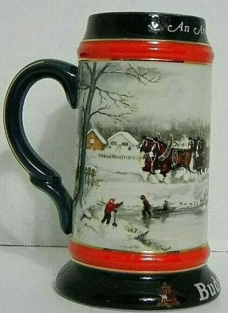 Budweiser Holiday Stein 1990 An American Tradition By Artist Susan Sampson