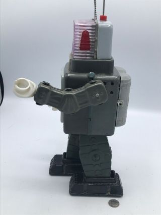 SCARCE Vtg 1960s ALPS Television SPACEMAN Tin TOY Space ROBOT Japan Lights Up 3